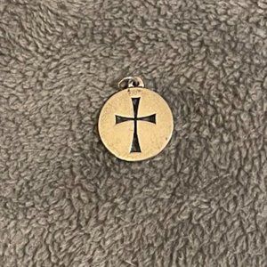 James Avery Circle with Cross Sterling Silver Pendant, Retired, Rare